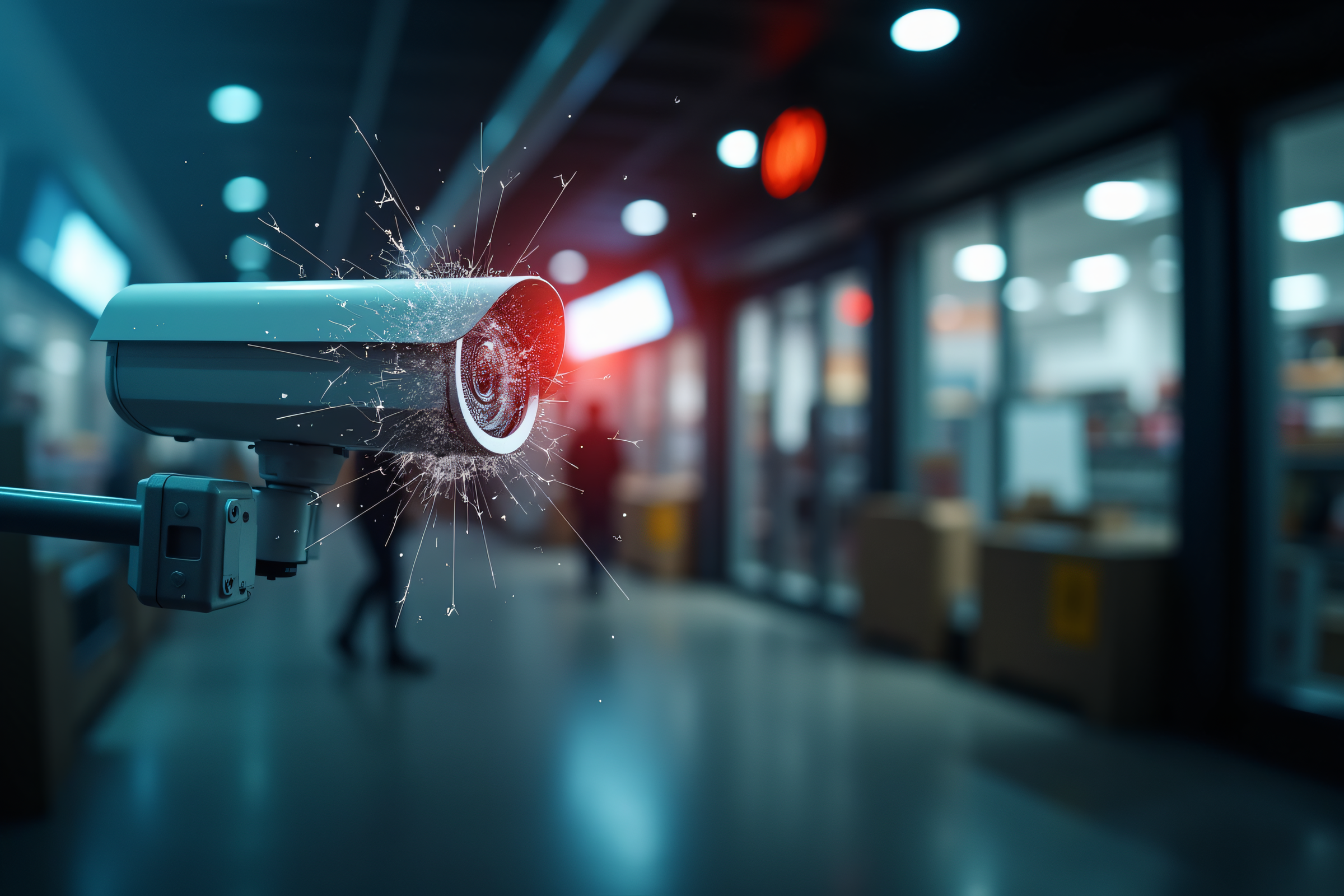 Surveillance camera in strip mall